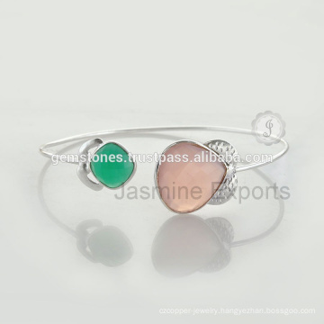 Wholesale Chalcedony Gemstone Bangle 925 Silver Bangles Jewelry